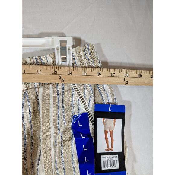Briggs Linen Blend‎ Striped Pull On Shorts Pockets Beige Large Above Knee Casual - Picture 6 of 10